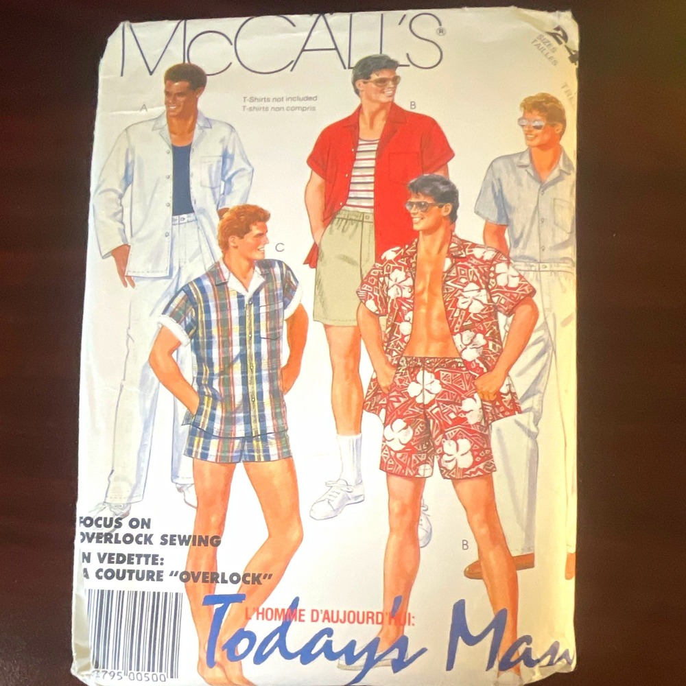 McCalls 2489 Vintage 1986 Sewing Pattern Mens Shirt Pants Shorts Sportswear